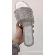 Summer Wholesale Women Rhinestone Slides Mules Shoes Crystal Diamond Slippers Shoes